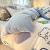 Juego de cuatro piezas de terciopelo de leche para otoño e invierno Funda nórdica de terciopelo coral engrosado Sábanas de cama de doble cara con forro polar de franela Juego de tres piezas para dormitorio