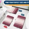 Juego de alfombrillas de baño de cachemir sintético a rayas degradadas, que incluye una alfombrilla de baño, una alfombrilla para el suelo del baño y una alfombrilla de entrada, todas ellas absorbentes, antideslizantes, resistentes a las manchas y fáciles de limpiar