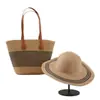 Nuevo Set de Bolso y Sombrero Tejido de Paja, Set de Dos Piezas de Gran Capacidad, Bolso Tote para Viajes al Aire Libre, Sombrero de Ala Ancha para el Sol, Versátil