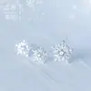 Aretes de Plata S925 Moda Aretes Pequeños de Copo de Nieve con Diamantes Aretes Dulces de Flor Estilo Coreano para Mujer Joyería E0104-1