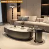 Mesa de centro de madera maciza color nogal, estilo francés minimalista moderno de lujo ligero, para uso en sala de estar, estilo wabi-sabi minimalista de alta gama color crema