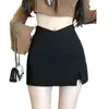 Falda Pantalón Corta de Verano 2026 Estilo Americano Chica Picante que Muestra la Cintura con Escote en V y Ajustada a la Cadera para Mujeres de Tallas Grandes con Abertura, Falda Pantalón Ultra Corta de Línea A Talla Grande