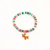Joyería Transfronteriza Europea y Americana Navidad Pulsera de Cuentas de Arcilla Polimérica Suave Regalo Pulsera de Papá Noel Pulsera de Contraste de Color Festivo