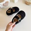 Zapatos Dulces de Algodón Franceses para Niños 2026 Invierno Nuevos Zapatos de Algodón con Piel Doble Capa para Niñas Zapatos de Frijol Cálidos para Bebés Niñas
