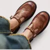 Zapatos casuales de suela plana con punta cuadrada, estilo británico de una sola tira, talla grande 40-43, para primavera/otoño 2027, suministro para estación independiente