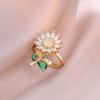 Collar para Mujer, Estilo Celebridad de Internet Europeo y Americano, Conjunto de Accesorios Giratorio de Flor de Girasol con Circonita Transfronterizo, Cadena para Clavícula Giratoria de 360 Grados
