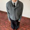 Suéter tipo Henley de punto trenzado estilo americano, con un diseño relajado y casual, apto para hombres y mujeres, perfecto para otoño e invierno, una simple prenda de punto tipo pullover