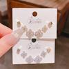 Nuevo Producto 2025 Circonita Cuadrado Geométrico Tres Pares de Pendientes para Mujer Estilo Coreano Aguja de Plata Set de Alta Gama de 6 Piezas de Pendientes