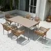Mesas e Cadeiras de Exterior, Cadeiras de Rattan de Lazer para Pátio, Varanda, Jardim, Mesas de Jantar, Conjunto Combinado Simples de Três ou Cinco Peças de Madeira Plástica e Rattan para Exterior