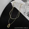 Nuevo collar de doble capa de acero de titanio apilado estilo frío para mujer, cadena de clavícula de lujo ligera y resistente a la decoloración, joyería al por mayor