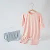 Ropa de aire acondicionado de seda ecológica de manga larga Pijamas para niños Monos para bebés de hombre y mujer Primavera y Verano Hielo Fino de Seda