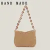 Bolsa de Hombro Versátil Simple de Nicho Tejida con Cuerda de Papel Cadena de Acrílico Ámbar Dropshipping para Mujeres Viajeras