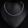 Cadena de Tenis Hip-Hop de Circonita Blanca de Alta Gama Más Vendida Transfronteriza para Hombres y Mujeres, Collar Cadena para Suéter Dulce y de Moda para Mujeres