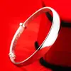 Pulseira feminina banhada a prata da moda pulseira aberta de concubina imperial lisa push-pull feminina coreana fábrica uma geração de cabelo