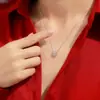 Collar de Plata S925 Cubo de Azúcar Moissanita Cadena Ligera de Lujo para Clavícula Colgante para Mujer Moda y Elegancia En Stock Venta al por Mayor Transfronteriza