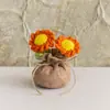 Flor de lana de margarita terminada tejida a mano Bolsa de la suerte Planta en maceta Regalo transfronterizo Flor tejida eterna Adornos para plantas en maceta