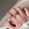 Anillo de Piedra Ojo de Tigre Hueco Tallado Estilo Vintage para Mujer, Lujo Ligero Retro Estética de Alta Gama, Anillo Índice Melard