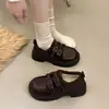 Zapatos peludos zapatos pequeños de cuero mujer primavera otoño zapatos de algodón marrones con terciopelo nuevo estilo estilo británico 2026 mocasines botas de nieve