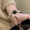 Pulsera con Borlas de Gatito Lindo Estilo Chino Dulce y Fresca Diseño de Nicho Tejida a Mano Pulsera para Mejor Amiga Linda y Versátil