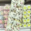 Novo fofo laço xadrez Miffy coelho brinquedo de pelúcia elástico de cabelo infantil faixa de cabelo para menina pequena