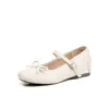 En Stock~ Zapatos Planos de Ballet con Tacón Oculto, Estilo Francés, Nuevo Modelo 2026, Moño, Plateado, Zapatos Mary Jane con Correa Única