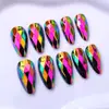 Nuevo Set de Arte de Uñas de Comercio Exterior de 24 Piezas, Estilo Europeo y Americano, Uñas Postizas Electroplateadas en Relieve de Forma Larga Almendrada, Venta al por Mayor