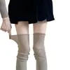 Calcetines de Pierna Largos de Patchwork Rizado Apilados para Otoño Invierno con Botas Calcetines de Color Sólido Pura Deseo Dulces Adelgazantes Hermosos