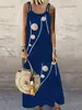 Vestido Largo de Verano 2026 Nuevo Amazon Transfronterizo Talla Grande para Mujer de Corte Holgado con Estampado Geométrico de Lunares y Doble Tirante
