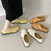 Zapatos Planos Tejidos Huecos para Mujer 2026 Verano Elegantes Versátiles Slip-On Mocasines Zapatos Perezosos de Frijol Zapatos de Abuela