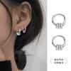 Hebilla de Tremella 925 Estilo Coreano Fresco para Mujer Pendientes Redondos de Diamante de Fila Única Pendiente Simple Artístico Anillo