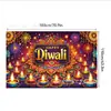 Bestseller transfronterizo de Amazon: Tela de fondo temática de Diwali con estampados de pavo real y lámpara de aceite de alta definición, perfecta para fiestas y decoraciones festivas