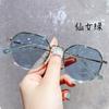 Nuevas gafas de sol inteligentes poligonales con marco fino y espejo fotosensible que cambian de color para mujer, de tendencia coreana, antirradiación azul con lentes graduadas