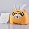 RB580 Tubo de Pañuelos Tigre Año del Tigre Dibujo Animado Tubo de Papel Creativo Sala de Estar Mesa de Café Almacenamiento de Pañuelos Escritorio Caja de Plástico