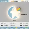 Lámpara de Pared para Habitación Infantil Forma de Estrella Luna Habitación Niño Niña Lámpara de Mesita de Noche LED de Dibujos Animados Creativa Lámpara de Ahorro de Energía