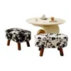 Taburete Pequeño para Uso en Casa, Taburete de Sofá Color Crema, Taburete de Mesa de Café, Banco de Madera Maciza, Taburete para Cambiar Zapatos en la Entrada, Taburete Bajo Suave Simple para Sala de Estar