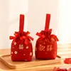 Saco de Presente para 26 Anos, Saco Vermelho para Doces de Casamento e Noivado, Embalagem de Presente, Saquinho Pequeno Requintado com Cordão