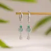 Brincos de Clipe para Orelha Yuebao Jewelry Jade Azul Água Prata Esterlina S925 Contas Redondas Dupla Abóbora Fulu Luxo Leve de Alta Qualidade