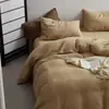 Conjunto de cama de crepe de algodão espesso de camada dupla Classe A, conjunto de três peças da série Maillard de lençol e fronha de algodão puro