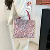 Bolsa de Lona Gran Capacidad 2025 Nueva Bolso de Mano Simple Nuevo Retro Bolsa de Lona Bolso Rayado Bolso de Hombro