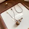 Colar Banhado a Ouro Real 18K com Cabacinha Vazada, Corrente de Suéter de Luxo Acessível Vintage de Segunda Mão, Colar Casual Elegante e Versátil