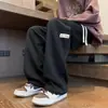 Calça moletom patchwork moderna estilo americano para homens, novas calças casuais para estudantes de outono e inverno, calças esportivas retas soltas e versáteis