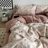Juego de Sábanas de Cuatro Piezas, Juego de Tres Piezas para Dormitorio de Estudiante Individual de Invierno, Funda de Edredón Cepillada, Ropa de Cama de Dibujos Animados