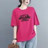Camiseta de Manga Curta Versátil Solta de Algodão Puro para Mulheres 2026 Moda Estilosa Tamanho Plus Size Emagrecedora Nicho Gola Redonda Top