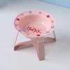 Tazón Platillo Volador con Base Corta de Hierro Cerámica para Mascotas con Soporte para Tazón Tazón para Gato Tazón para Perro Antivuelco Tazón de Agua Estilo Creativo Simple