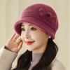 Sombrero de Invierno de Lujo Ligero para Madre Combinable Casual Color Sólido Gorro de Punto con Lazo Protección para los Oídos Cortavientos para Mujer Sombrero Tipo Cubeta Engrosado