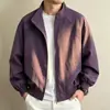 Jaqueta masculina de alta qualidade estilo americano, outono, retilínea, retalhos, esportiva, cor sólida, solta, moderna, com gola alta para homens