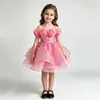 Vestido floral de lentejuelas 3D para niña, falda tutú de princesa para niños, vestido de anfitriona de cumpleaños, vestido de actuación en escenario