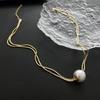 Collar de Perlas Apiladas de Doble Capa Cadena para Clavícula de Mujer Verano 2024 Nuevo Llegada Atmósfera Ins Diseño de Nicho Sentido Avanzado