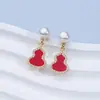Brincos Vermelhos de Ano Novo Pérolas Naturais de Água Doce Brincos de Prata Esterlina S925 para Mulheres Luxo Leve Brincos de Pérola de Alta Qualidade Atacado