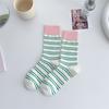 Calcetines Finos de Primavera y Verano para Mujer en Esquema de Colores Dopamina, Lindos Calcetines Largos Rayados de Dibujos Animados, Calcetines Deportivos Modernos Estilo Coreano